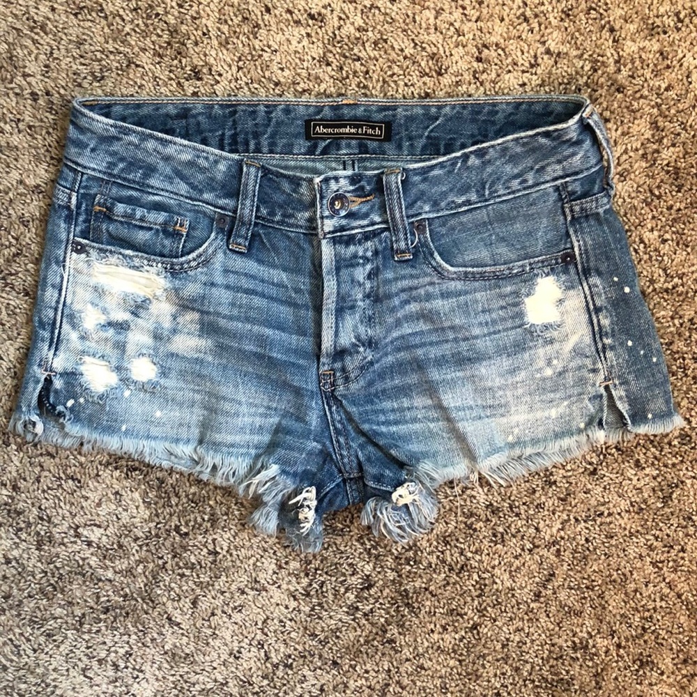 Button fly high rise jean shorts